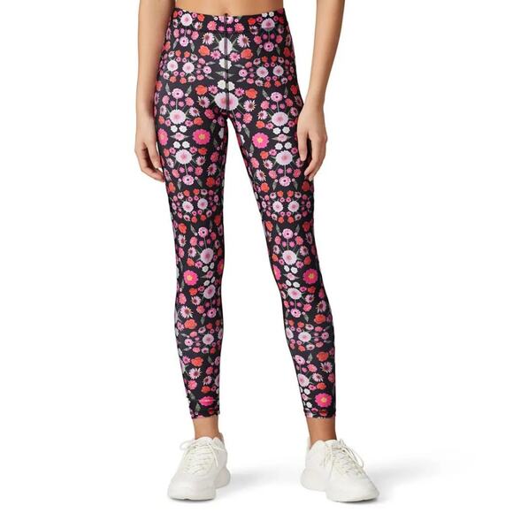 Terez L Tall Band Performance Leggings Pink Floral Fantasy Printed HighWaist Gym - Picture 1 of 13
